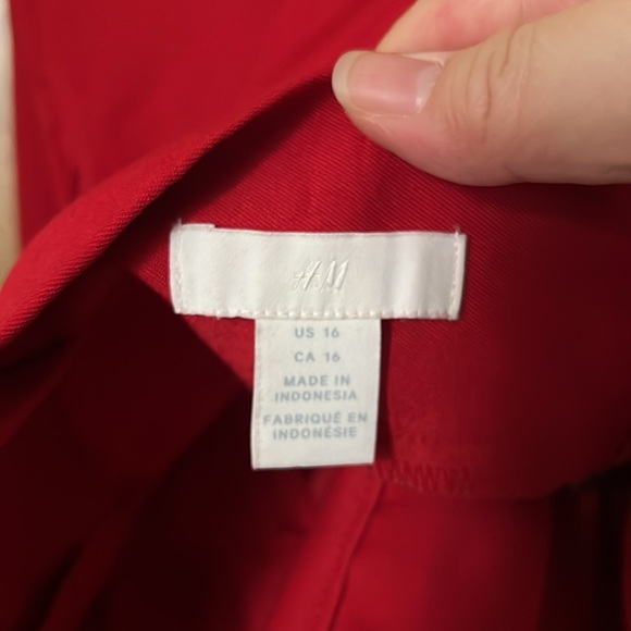 H&M Red Belted Pleated Trouser size 16 - Picture 4 of 11